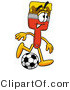 Illustration of a Cartoon Paint Brush Mascot Kicking a Soccer Ball by Mascot Junction