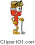 Illustration of a Cartoon Paint Brush Mascot Leaning on a Golf Club While Golfing by Mascot Junction
