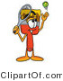 Illustration of a Cartoon Paint Brush Mascot Preparing to Hit a Tennis Ball by Mascot Junction