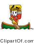 Illustration of a Cartoon Paint Brush Mascot Rowing a Boat by Mascot Junction