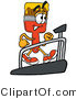 Illustration of a Cartoon Paint Brush Mascot Walking on a Treadmill in a Fitness Gym by Mascot Junction