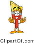 Illustration of a Cartoon Paint Brush Mascot Wearing a Birthday Party Hat by Mascot Junction