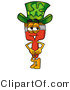 Illustration of a Cartoon Paint Brush Mascot Wearing a Saint Patricks Day Hat with a Clover on It by Mascot Junction