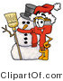 Illustration of a Cartoon Paint Brush Mascot with a Snowman on Christmas by Mascot Junction