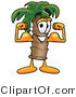 Illustration of a Cartoon Palm Tree Mascot Flexing His Arm Muscles by Mascot Junction