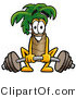 Illustration of a Cartoon Palm Tree Mascot Lifting a Heavy Barbell by Mascot Junction