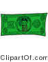 Illustration of a Cartoon Palm Tree Mascot on a Dollar Bill by Mascot Junction