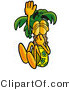 Illustration of a Cartoon Palm Tree Mascot Plugging His Nose While Jumping into Water by Mascot Junction