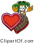 Illustration of a Cartoon Palm Tree Mascot with an Open Box of Valentines Day Chocolate Candies by Mascot Junction