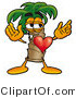 Illustration of a Cartoon Palm Tree Mascot with His Heart Beating out of His Chest by Mascot Junction