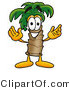 Illustration of a Cartoon Palm Tree Mascot with Welcoming Open Arms by Mascot Junction