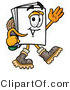Illustration of a Cartoon Paper Mascot Hiking and Carrying a Backpack by Mascot Junction