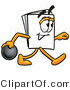 Illustration of a Cartoon Paper Mascot Holding a Bowling Ball by Mascot Junction