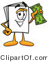 Illustration of a Cartoon Paper Mascot Holding a Dollar Bill by Mascot Junction