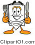 Illustration of a Cartoon Paper Mascot Holding a Knife and Fork by Mascot Junction