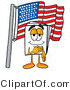 Illustration of a Cartoon Paper Mascot Pledging Allegiance to an American Flag by Mascot Junction