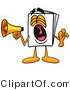 Illustration of a Cartoon Paper Mascot Screaming into a Megaphone by Mascot Junction