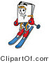 Illustration of a Cartoon Paper Mascot Skiing Downhill by Mascot Junction