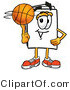 Illustration of a Cartoon Paper Mascot Spinning a Basketball on His Finger by Mascot Junction