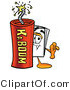 Illustration of a Cartoon Paper Mascot Standing with a Lit Stick of Dynamite by Mascot Junction