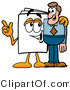 Illustration of a Cartoon Paper Mascot Talking to a Business Man by Mascot Junction