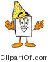 Illustration of a Cartoon Paper Mascot Wearing a Birthday Party Hat by Mascot Junction