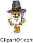 Illustration of a Cartoon Paper Mascot Wearing a Pilgrim Hat on Thanksgiving by Mascot Junction