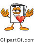 Illustration of a Cartoon Paper Mascot with His Heart Beating out of His Chest by Mascot Junction