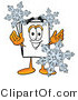 Illustration of a Cartoon Paper Mascot with Three Snowflakes in Winter by Mascot Junction