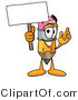 Illustration of a Cartoon Pencil Mascot Holding a Blank Sign by Mascot Junction