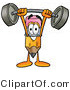 Illustration of a Cartoon Pencil Mascot Holding a Heavy Barbell Above His Head by Mascot Junction