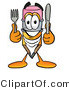 Illustration of a Cartoon Pencil Mascot Holding a Knife and Fork by Mascot Junction