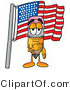 Illustration of a Cartoon Pencil Mascot Pledging Allegiance to an American Flag by Mascot Junction