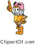 Illustration of a Cartoon Pencil Mascot Pointing Upwards by Mascot Junction