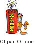 Illustration of a Cartoon Pencil Mascot Standing with a Lit Stick of Dynamite by Mascot Junction
