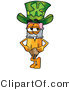 Illustration of a Cartoon Pencil Mascot Wearing a Saint Patricks Day Hat with a Clover on It by Mascot Junction