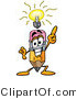 Illustration of a Cartoon Pencil Mascot with a Bright Idea by Mascot Junction