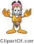 Illustration of a Cartoon Pencil Mascot with Welcoming Open Arms by Mascot Junction