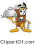 Illustration of a Cartoon Pill Bottle Mascot Dressed As a Waiter and Holding a Serving Platter by Mascot Junction