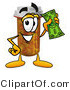 Illustration of a Cartoon Pill Bottle Mascot Holding a Dollar Bill by Mascot Junction