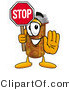 Illustration of a Cartoon Pill Bottle Mascot Holding a Stop Sign by Mascot Junction