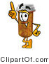 Illustration of a Cartoon Pill Bottle Mascot Pointing Upwards by Mascot Junction