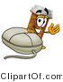 Illustration of a Cartoon Pill Bottle Mascot with a Computer Mouse by Mascot Junction