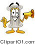 Illustration of a Cartoon Pillar Mascot Holding a Megaphone by Mascot Junction