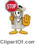 Illustration of a Cartoon Pillar Mascot Holding a Stop Sign by Mascot Junction