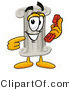 Illustration of a Cartoon Pillar Mascot Holding a Telephone by Mascot Junction