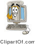 Illustration of a Cartoon Pillar Mascot Waving from Inside a Computer Screen by Mascot Junction