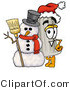 Illustration of a Cartoon Pillar Mascot with a Snowman on Christmas by Mascot Junction