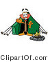 Illustration of a Cartoon Plunger Mascot Camping with a Tent and Fire by Mascot Junction