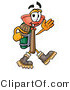 Illustration of a Cartoon Plunger Mascot Hiking and Carrying a Backpack by Mascot Junction